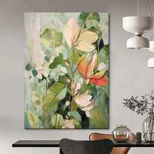 Load image into Gallery viewer, Green and Beige Floral Abstract Painting, Ideal for Botanical Living Room &amp; Relaxing Bedroom LargeART1873
