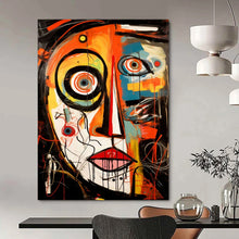 Load image into Gallery viewer, Abstract Expressionist Face Art, Vibrant Color - Dripped Painting for Creative Studio &amp; Eclectic Living Room LargeART2211
