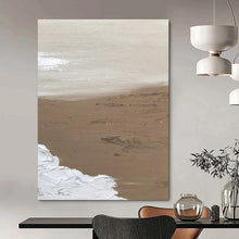 Load image into Gallery viewer, “Sandy Shore” – Smooth beige and white, with textured white “waves” and brown “sand” DTP375
