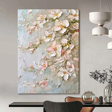 Load image into Gallery viewer, Textured Pink &amp; White Floral Abstract Painting, Ideal for Romantic Bedroom &amp; Charming Tea Room LargeART2073
