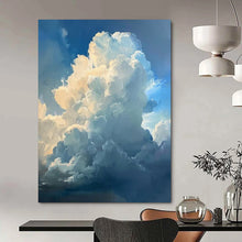 Load image into Gallery viewer, “Fluffy Clouds in Blue Sky” - Impressionistic Abstract Acrylic, Ideal for Bedroom and Home Office DTP006
