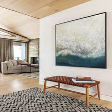 Load image into Gallery viewer, Textured Seaside Abstract Painting with Blue and White for Serene Spa &amp; Coastal Cottage DKH298
