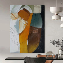 Load image into Gallery viewer, Orange, Green &amp; Blue Abstract Figure Painting, Ideal for Eclectic Living Room &amp; Creative Studio LargeART1457
