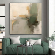 Load image into Gallery viewer, Large - Scale Green - Gold - Gray Abstract Art for Modern Living Room &amp; Artistic Office LargeART0524

