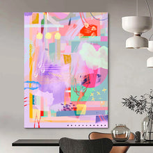 Load image into Gallery viewer, Purple - Toned Abstract Collage Painting, Perfect for Eclectic Living Room &amp; Creative Studio Lounge LargeART1864
