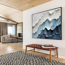 Load image into Gallery viewer, 3D Textured Blue &amp; White Mountain Abstract Painting - Great for Alpine - Inspired Home &amp; Adventure - Themed Office DKH049
