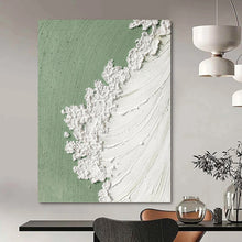 Load image into Gallery viewer, “Pale Green &amp; Textured White” - Minimalist Abstract Art on Canvas DKH1502
