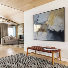 Load image into Gallery viewer, Gray Gold White Harmony Abstract Painting DKH519
