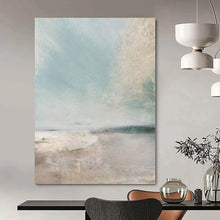Load image into Gallery viewer, Light Blue Coastal Abstract Canvas Painting, Ideal for Beach House Living Room &amp; Serene Home Office LargeART1158
