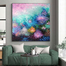 Load image into Gallery viewer, Hand - painted Oversized Colorful Floral Abstract Acrylic Art for Feminine Living Rooms LargeART0065
