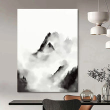 Load image into Gallery viewer, Ink Wash Mountains – Black and White Traditional - Inspired Abstract DTP207

