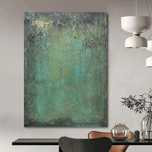 Load image into Gallery viewer, “Mossy Green Textured Abstract” - Green Abstract Art on Canvas DKH1192
