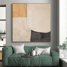 Load image into Gallery viewer, Oversized Beige - Gray Geometric Abstract Art for Modern Office &amp; Contemporary Hallway LargeART0453
