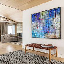 Load image into Gallery viewer, Abstract Grid “Colorful Connections” Painting on Canvas, Modern Line Art DKH849
