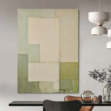Load image into Gallery viewer, Light Green &amp; Gray Geometric Abstract Painting, Ideal for Minimalist Living Room &amp; Modern Office LargeART1444
