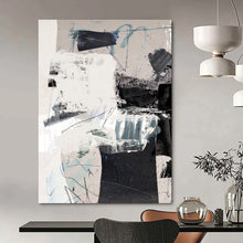 Load image into Gallery viewer, Collage - Like Abstract Intrigue – Gray, Black, White, and Blue Mixed - Media Abstract DTP194
