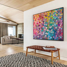 Load image into Gallery viewer, Hand - painted Massive Colorful Heart Mosaic Acrylic Art for Playful Family Rooms LargeART1759
