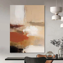 Load image into Gallery viewer, “Neutral Abstract Flow” - Beige, Brown, White, Red Abstract Art on Canvas DKH1245
