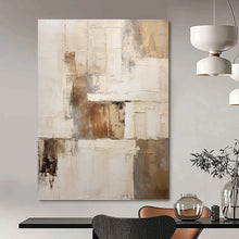 Load image into Gallery viewer, “Neutral Patchwork Abstract” - Beige, Grey, Brown Abstract Art on Canvas DKH1310
