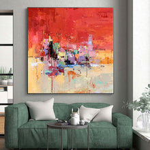 Load image into Gallery viewer, Enormous Vivid Red Abstract Cityscape Acrylic for Energetic Game Room LargeART0291
