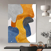 Load image into Gallery viewer, “Color - Blocked Abstract with White Lines” - Modern Abstract Art on Canvas DKH1550

