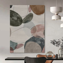 Load image into Gallery viewer, “Colorful Pebble Patterns” - Grey, Pink, Blue Abstract Art on Canvas DKH1157
