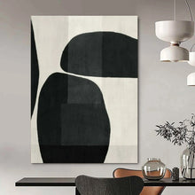 Load image into Gallery viewer, Black &amp; White Rounded Abstract Painting, Perfect for Modern Living Room &amp; Art - Themed Library LargeART1448
