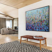 Load image into Gallery viewer, Vivid Blue Abstract Cityscape Painting on Canvas - “City of Colors” DKH657
