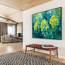 Load image into Gallery viewer, Green - Yellow “Lush Hydrangea Bloom” Painting on Canvas, Nature - Inspired Decor DKH799
