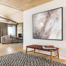 Load image into Gallery viewer, Hand - painted Large - sized Gray and Gold Abstract Acrylic Art for Contemporary Art Galleries LargeART1771
