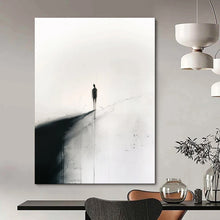 Load image into Gallery viewer, Black &amp; White Lone Figure Abstract Art, Suited for Serene Meditation Room &amp; Contemplative Office LargeART1931
