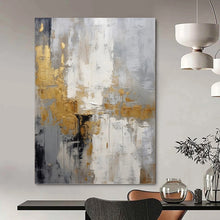 Load image into Gallery viewer, “Gold - Infused Gray Harmony” Abstract Painting on Canvas, Sophisticated Office Decor DKH1062
