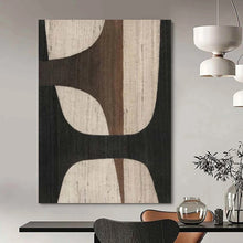 Load image into Gallery viewer, Oversized Hand - painted Brown &amp; Black Geometric Art for Mid - Century Modern Living Rooms LargeART0155
