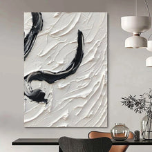 Load image into Gallery viewer, “Black &amp; White Curved Impasto” – Thick black and white impasto, curved shapes DTP400
