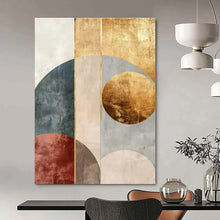 Load image into Gallery viewer, Geometric Gold &amp; Earth - Tone Abstract 2 Canvas Painting, Great for Minimalist Dining Room &amp; Art - Centric Hotel Lobby LargeART1247
