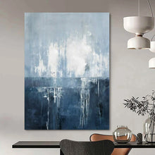 Load image into Gallery viewer, Blue - Gray Abstract Drip Abstract Canvas Painting, Ideal for Coastal Home Office &amp; Serene Bedroom LargeART1138
