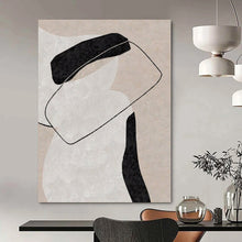Load image into Gallery viewer, Abstract Figure with Black - White Shapes Abstract Canvas Painting, Great for Modern Bedroom &amp; Art Gallery LargeART1141
