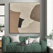 Load image into Gallery viewer, Beige and Brown Geometric with White Lines Acrylic Art - Ideal for Minimalist Living Room &amp; Modern Office LargeART0654
