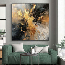 Load image into Gallery viewer, Black - Gold Abstract Dynamism Art for Luxury Penthouse &amp; Art Gallery LargeART0861
