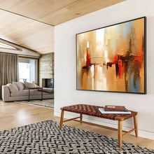 Load image into Gallery viewer, Warm - Toned Abstract Cityscape Painting for Retro - Style Living Room &amp; Urban Café DKH278
