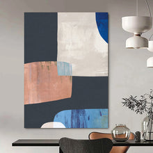 Load image into Gallery viewer, Geometric Color Harmony – Black, White, Blue, and Copper Abstract Shapes DTP200
