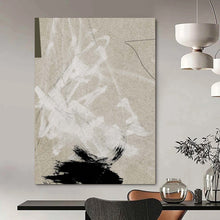 Load image into Gallery viewer, “Earthy Strokes” - Beige, white, black, textured brushstrokes and shapes DTP168
