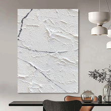 Load image into Gallery viewer, “Cracked White Impasto” - Textured Minimalist Art on Canvas DKH1673
