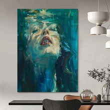 Load image into Gallery viewer, Teal &amp; Blue Abstract Portrait Art, Perfect for Modern Bathroom &amp; Serene Bedroom LargeART2121
