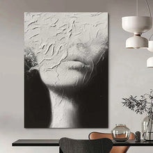 Load image into Gallery viewer, Textured Black - and - White Portrait Painting, Suited for Moody Bedroom &amp; Modern Art Studio LargeART1871
