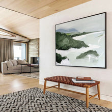 Load image into Gallery viewer, Green Coastal Landscape Abstract Painting on Canvas - “Seaside Calm” DKH603
