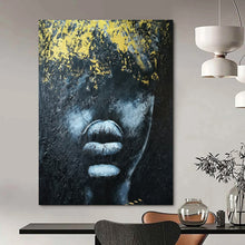 Load image into Gallery viewer, Abstract Painting Black Gold Face Art for Living Room &amp; Bedroom Decor LargeART2153
