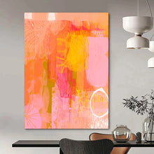 Load image into Gallery viewer, Coral &amp; Orange Abstract Collage Painting, Ideal for Bohemian Living Room &amp; Creative Studio LargeART2003
