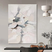 Load image into Gallery viewer, “Soft Textured Abstract in White and Grey” - White, Grey Abstract Art on Canvas DKH1174
