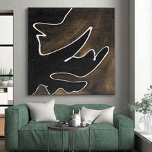 Load image into Gallery viewer, Hand - painted Generous - sized Black - White Line Abstract Acrylic Art for Minimalist Home Offices LargeART0070
